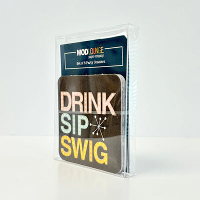 Drink Sip Swig Marquee Coaster Set