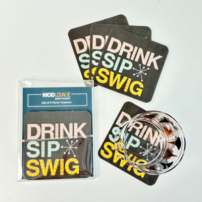 Drink Sip Swig Marquee Coaster Set
