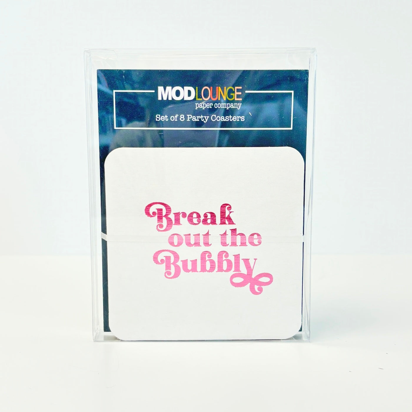 Break Out The Bubbly Pink Foil Paper Coaster Set