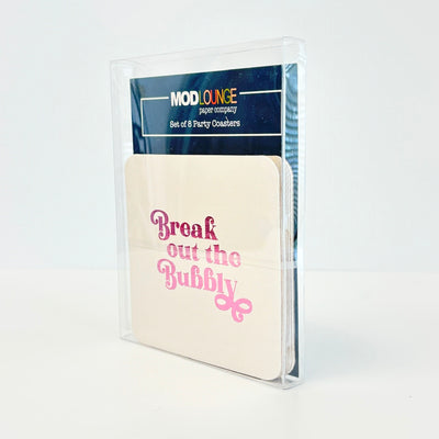 Break Out The Bubbly Pink Foil Paper Coaster Set