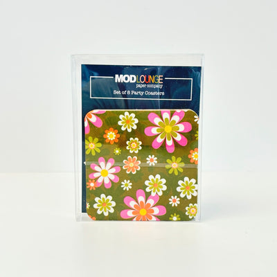 Groovy Sixties Flower Paper Coaster Boxed Set