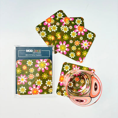 Groovy Sixties Flower Paper Coaster Boxed Set