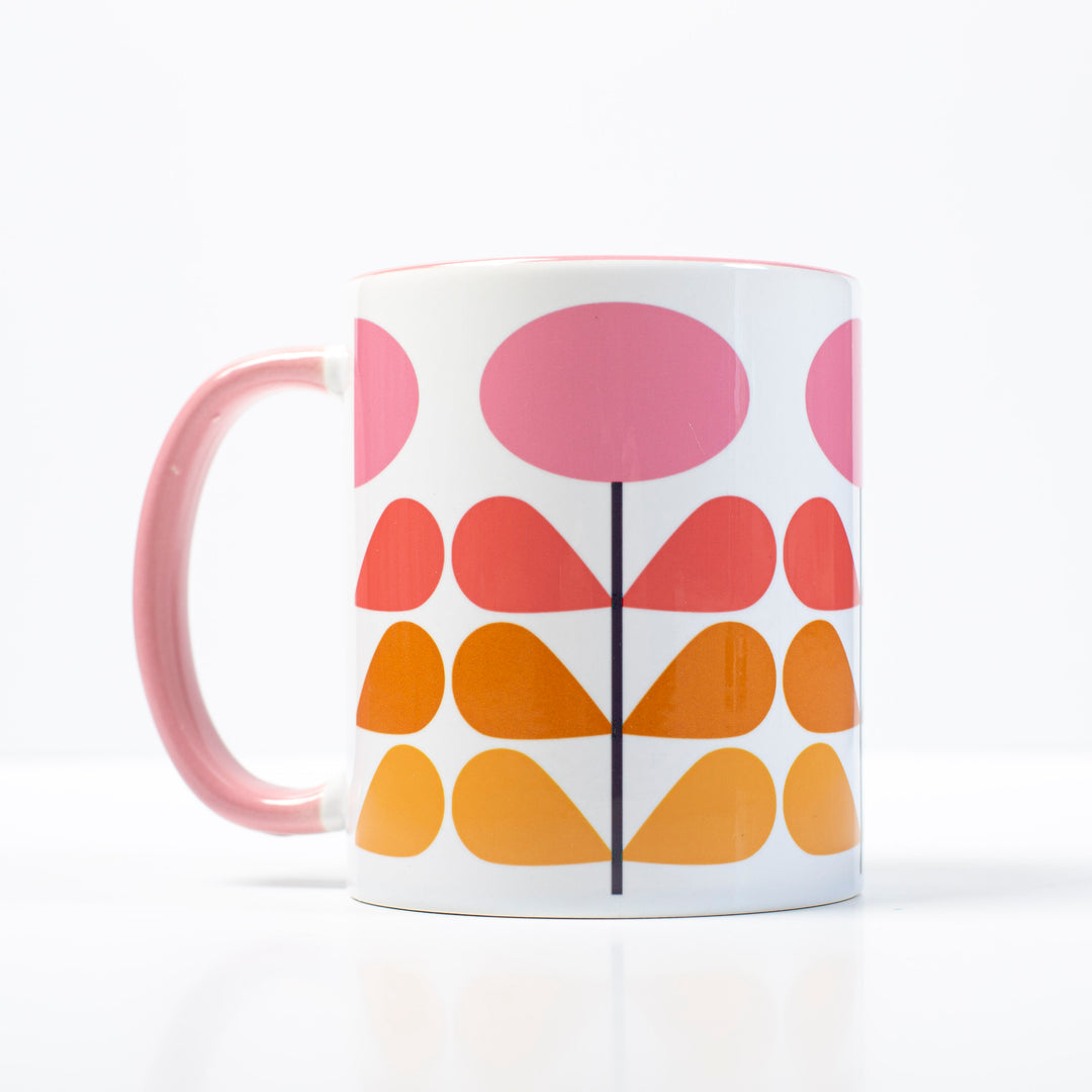 Pink Flower Mid Century Modern Coffee Mug