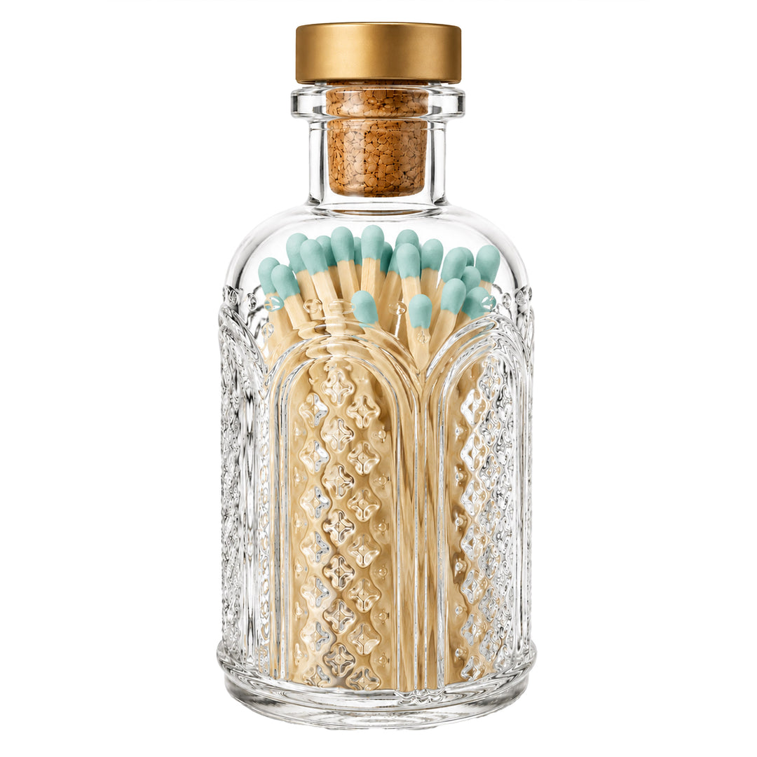 Light Blue Matches in Vintage Glass Jar