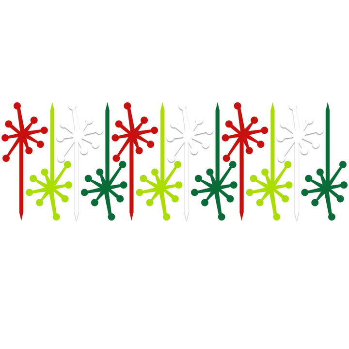 Retro Starburst Holiday Acrylic Appetizer Cocktail Pick Set