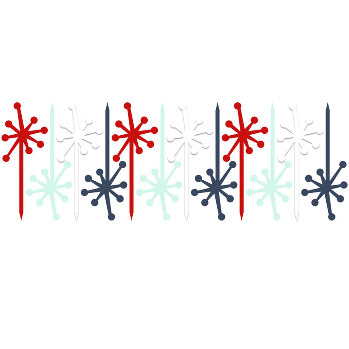 Patriotic Retro Starburst Acrylic Appetizer Cocktail Pick Set