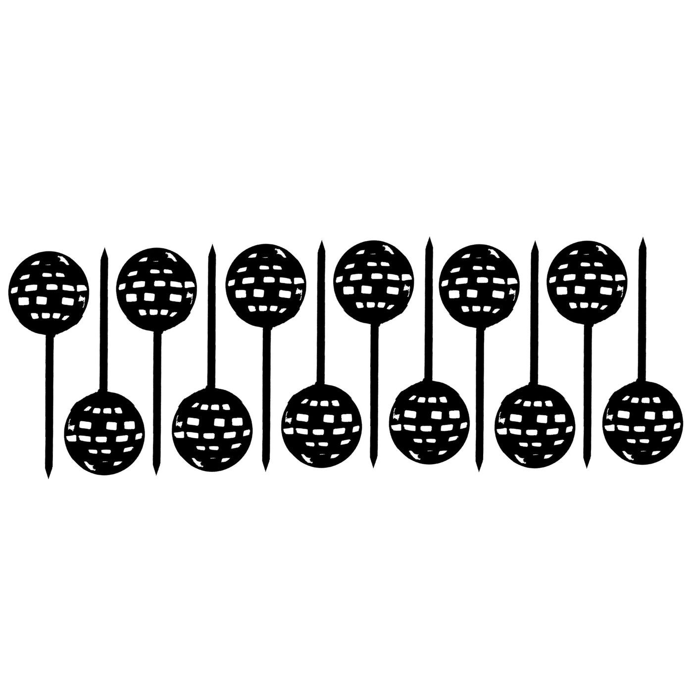 Disco Ball  Black Acrylic Appetizer Cocktail Pick Set