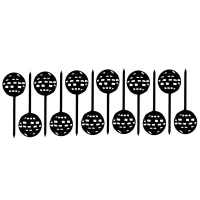 Disco Ball  Black Acrylic Appetizer Cocktail Pick Set