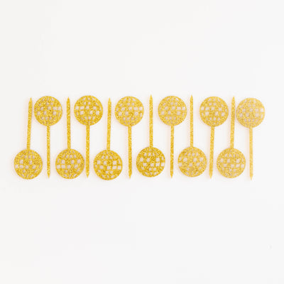 Disco Ball  Gold Glitter Acrylic Appetizer Cocktail Pick Set