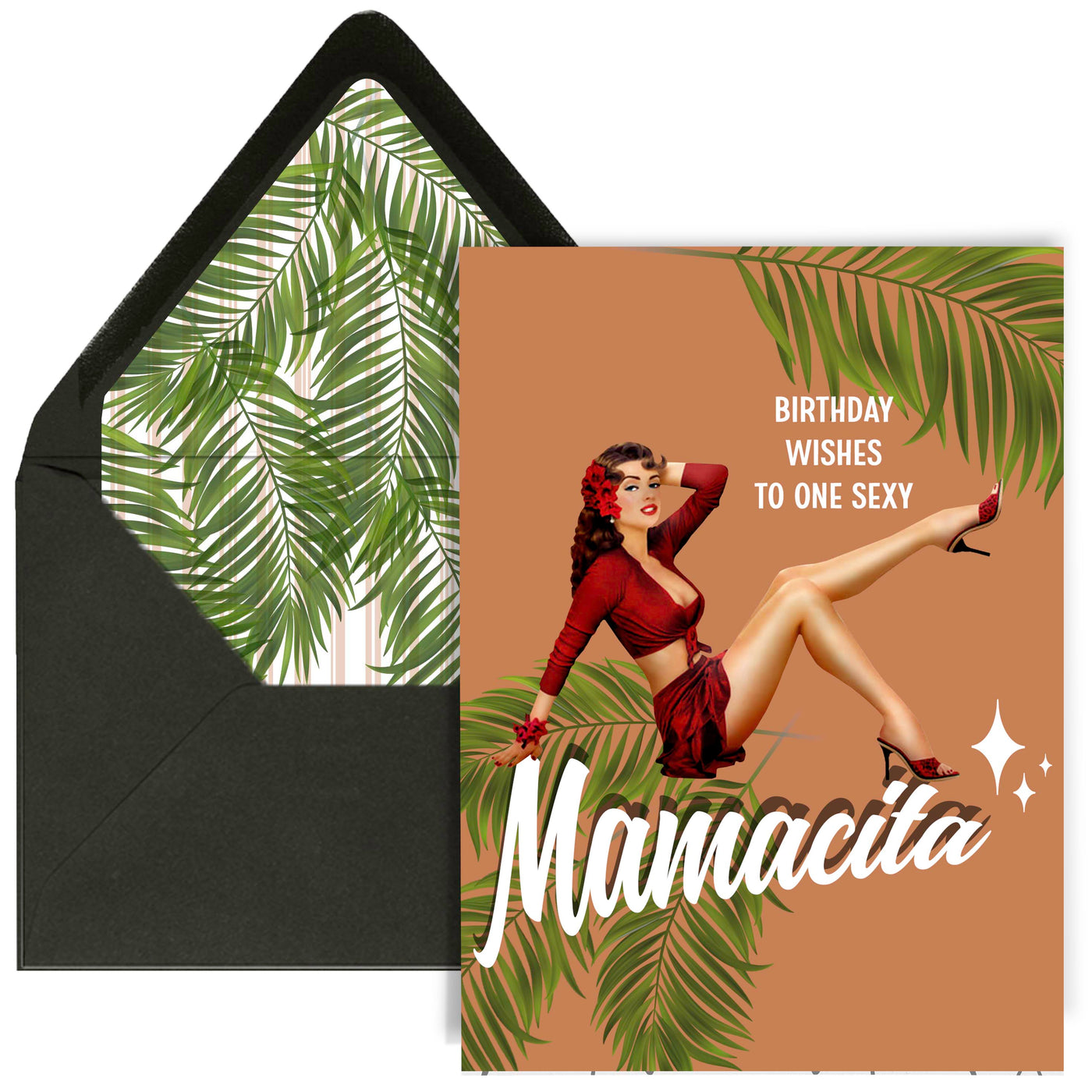 birthday mamacita greeting card, latin pinup birthday card, retro sexy birthday card