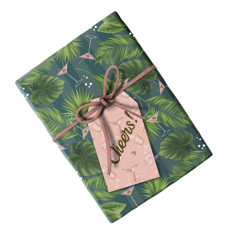 Palm and Pink Martini Double Sided Gift Wrap Craft Sheet