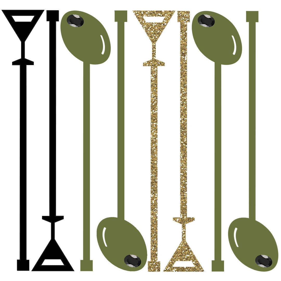 Set of 8 acrylic cocktail stirrers with olive and martini glass designs. perfect host and hostess gift ideas for holiday