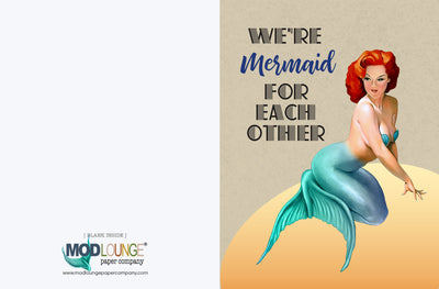 We're Mermaid For Each Other Pinup Greeting Card