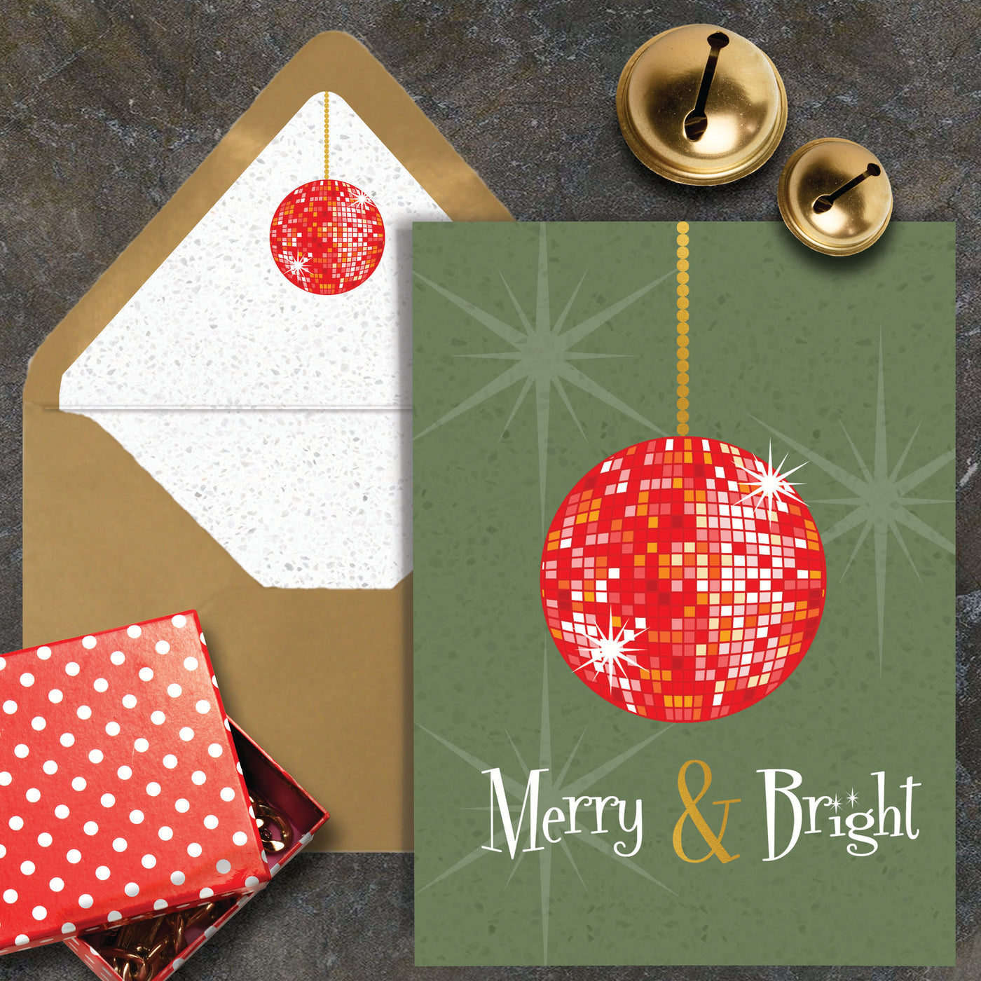 Disco Ball Merry and Bright Holiday Greeting Card