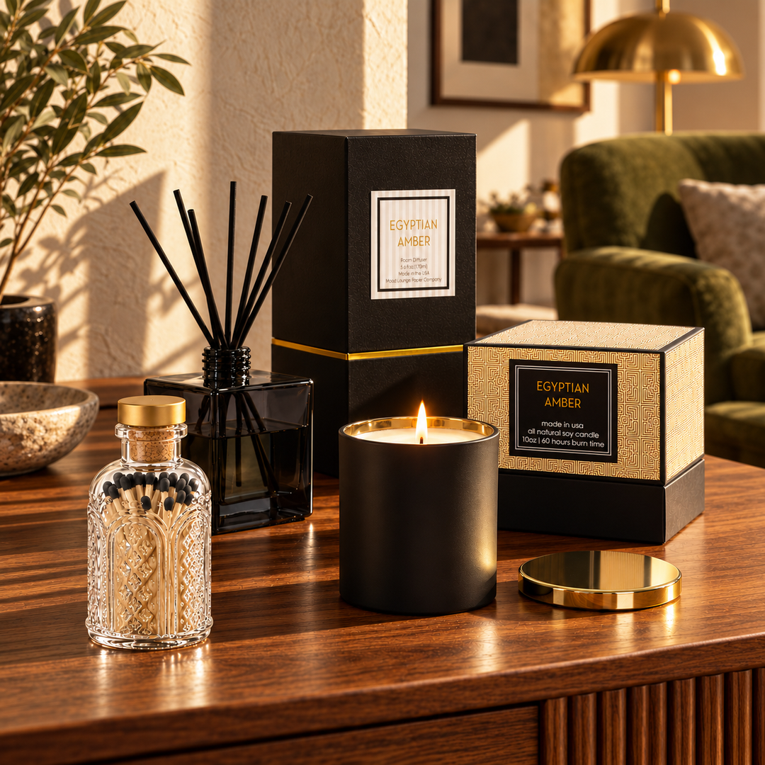 Black Tip Matches in Vintage Glass Jar