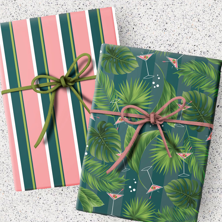 Palm and Pink Martini Double Sided Gift Wrap Craft Sheet