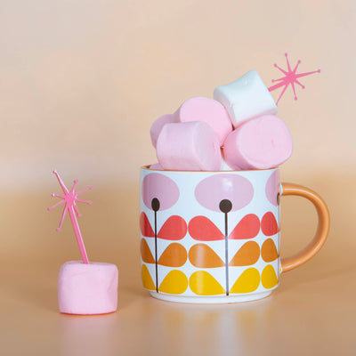 Pink Mid Century Modern Flower Stackable Matte Coffee Mug