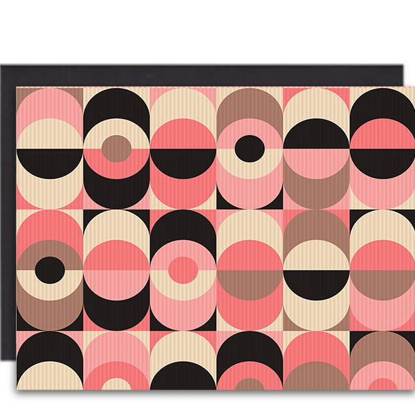 pink and black mid century modern notecard, blank feminine notecard, geometric stationery