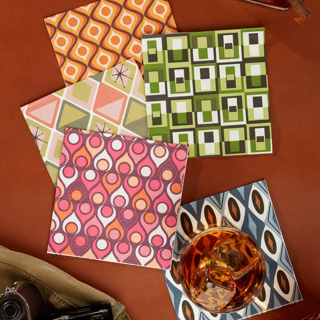 Diamonds Mid Century Modern Cocktail Beverage Napkin