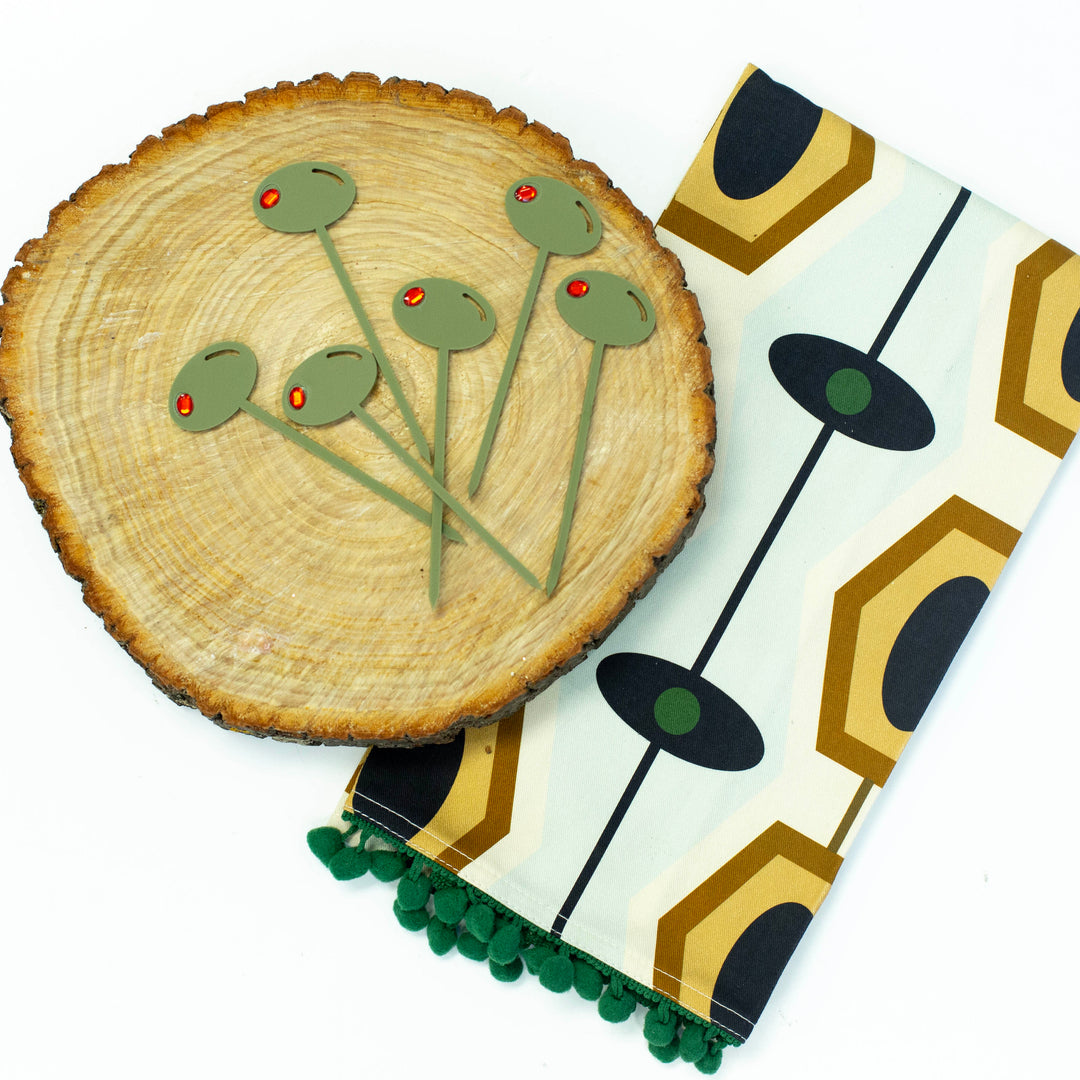Olive Green Acrylic Appetizer Cocktail Pick Set of 8