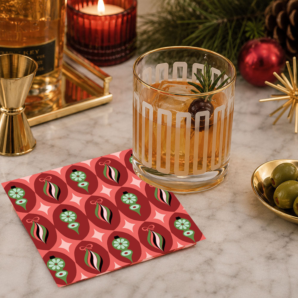 Retro Ornament Christmas Cocktail Napkin