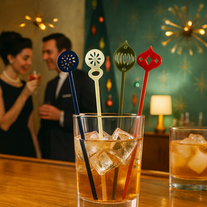 Retro Ornament Christmas Holiday Drink Stirrer Swizzle Stix