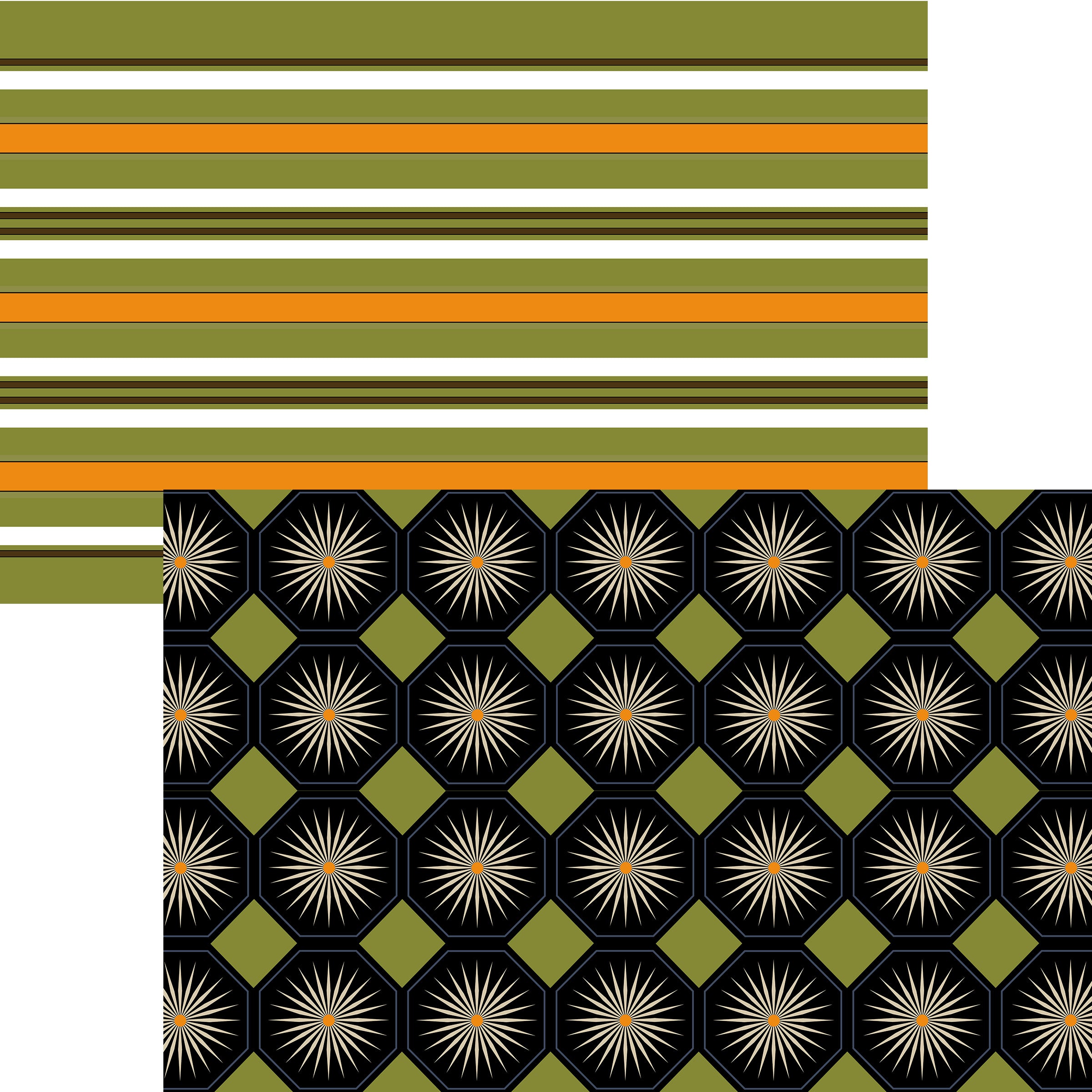 Double-Sided Paper Placemats – Mid-Century Hexagon & Stripe – Mod