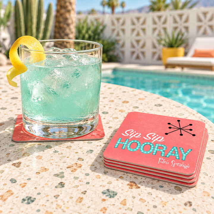 Sip Sip Hooray Palm Springs Funny Party Coasters Set of 8