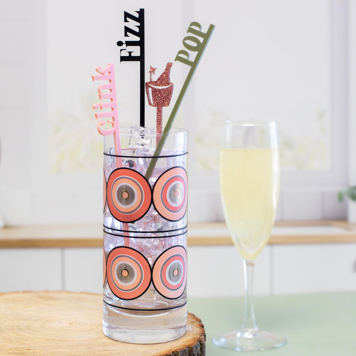 Pop Clink Fizz Acrylic Swizzle Stix Drink Stirrers