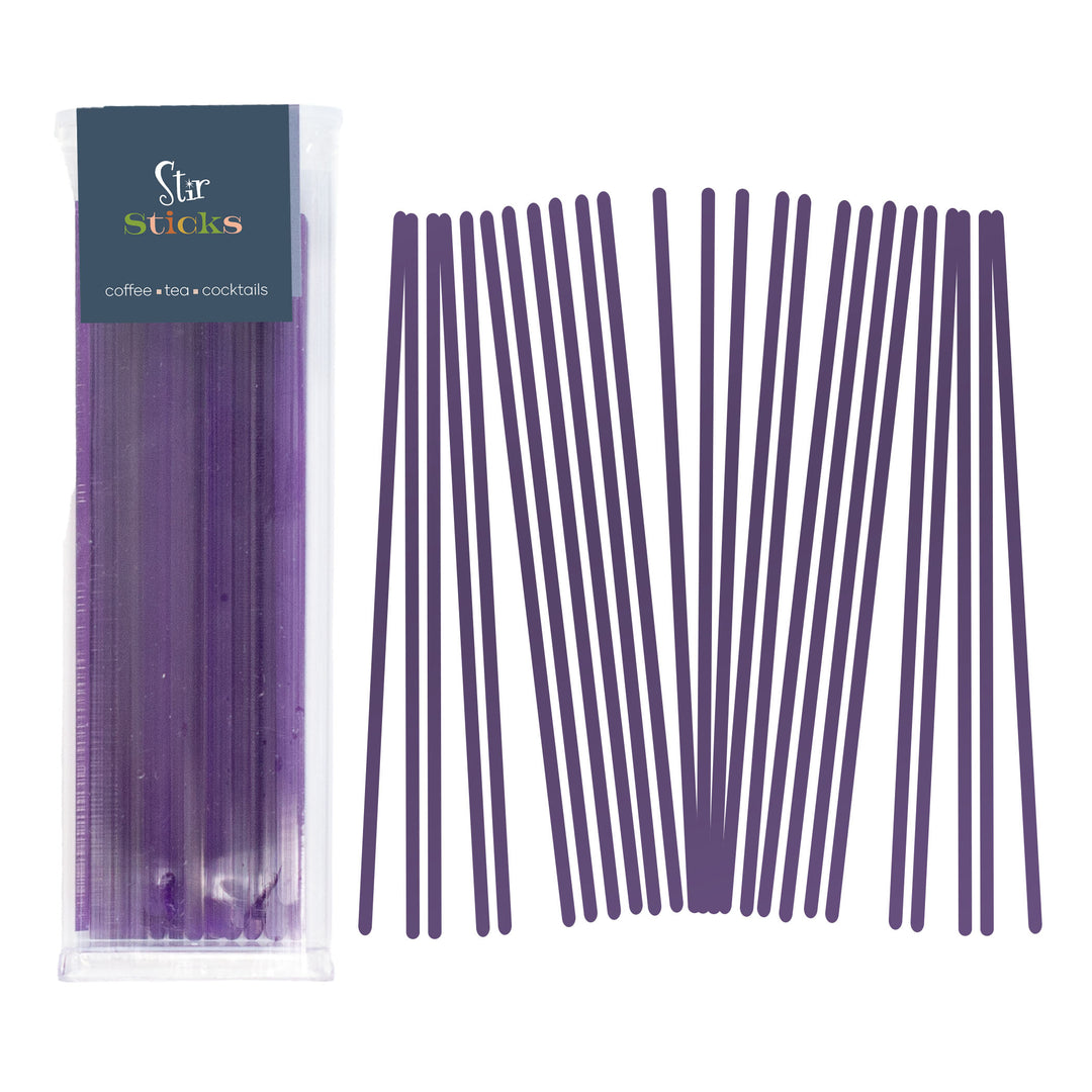 purple acrylic coffee stirrer, cocktail pick, beverage mixing swizzle sticks
