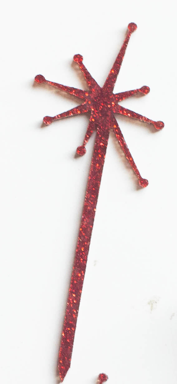 Red Glitter Retro Starburst Appetizer Small Cocktail Picks Set