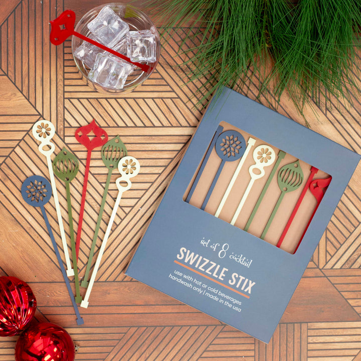 Retro Ornament Christmas Holiday Drink Stirrer Swizzle Stix