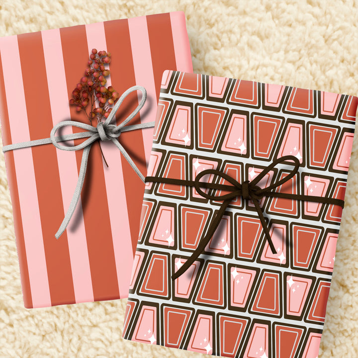 Retro Block Pink Mid Century Modern Double Sided Gift Wrap Craft Paper