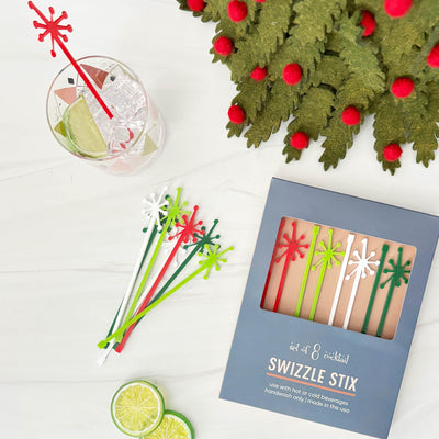 Retro Starburst Holiday Acrylic Beverage Mixing Swizzle Stix