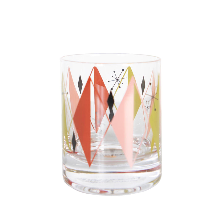 Retro Vintage Diamond Whiskey Rocks Cocktail Glass , mad men vintage barware