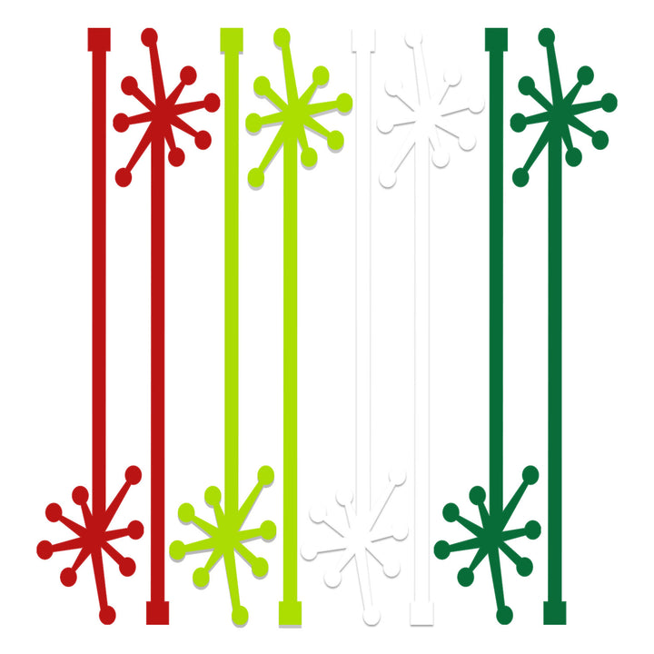 Set of four retro starburst colorful stir sticks for holiday and christmas barware and host hostess gifts