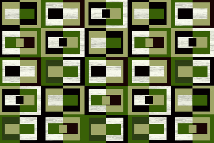 Green Square in Rectangle Double Sided Paper Placemats