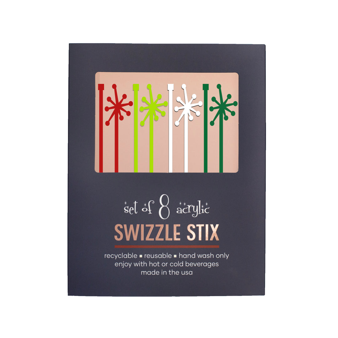Retro Starburst Holiday Acrylic Beverage Mixing Swizzle Drink Stirrers