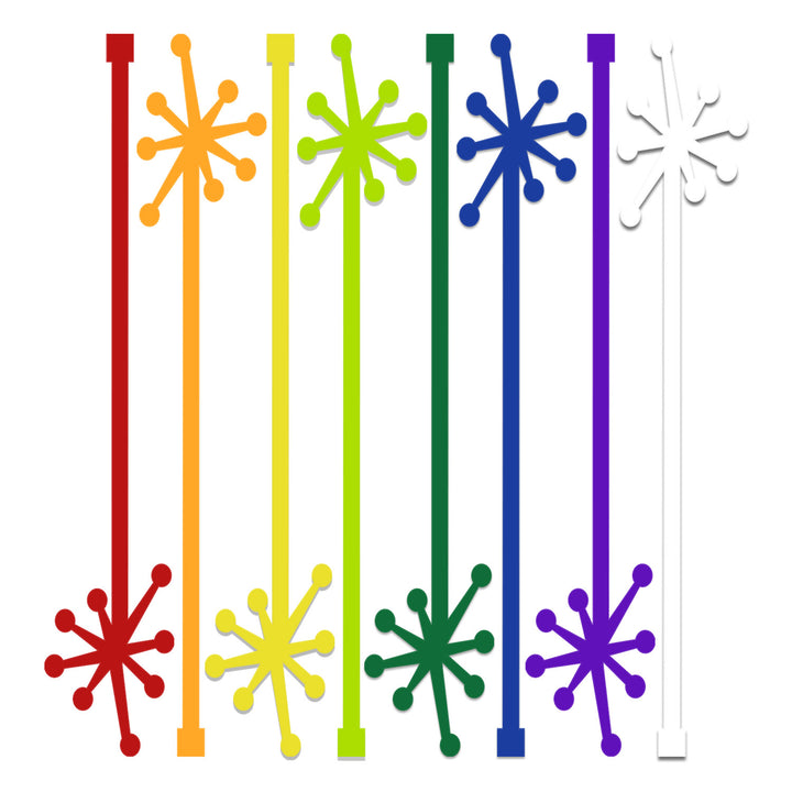 Retro Starburst LGBTQ Rainbow Pride Acrylic Beverage Mixing Swizzle Stix