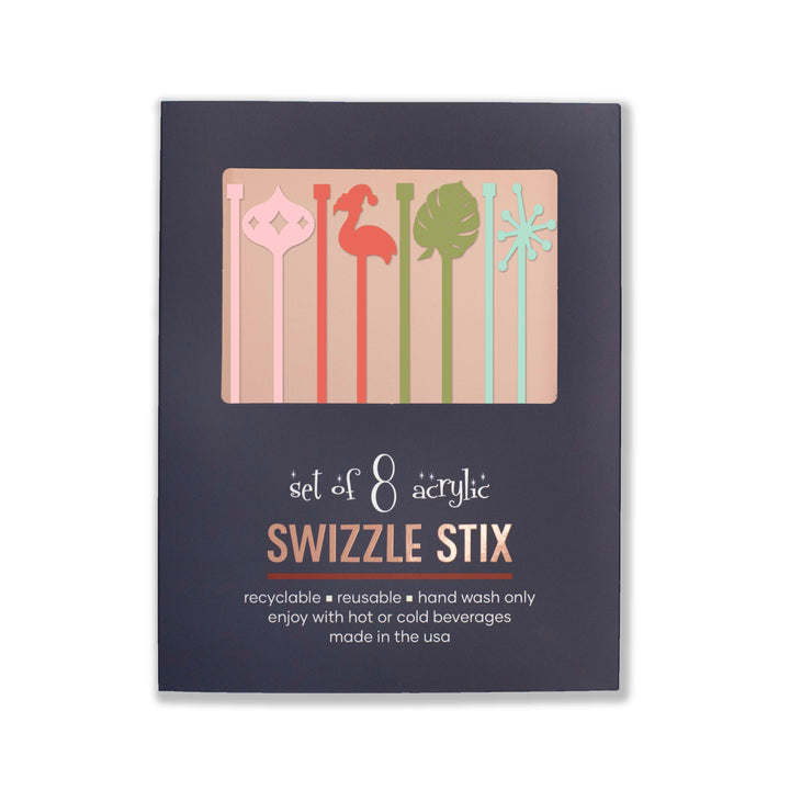 Tropical Retro Holiday Acrylic Drink Stirrer Swizzle Stix
