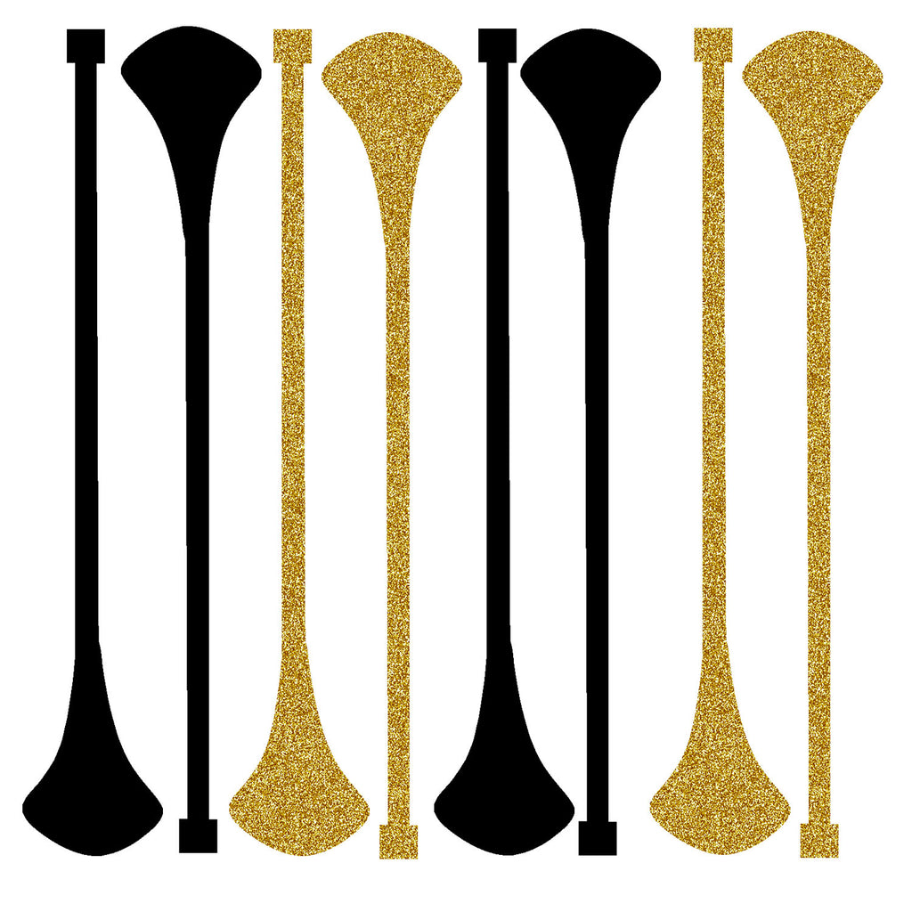Black and Gold Dart Mid Century Barware Acrylic Drink Stirrers