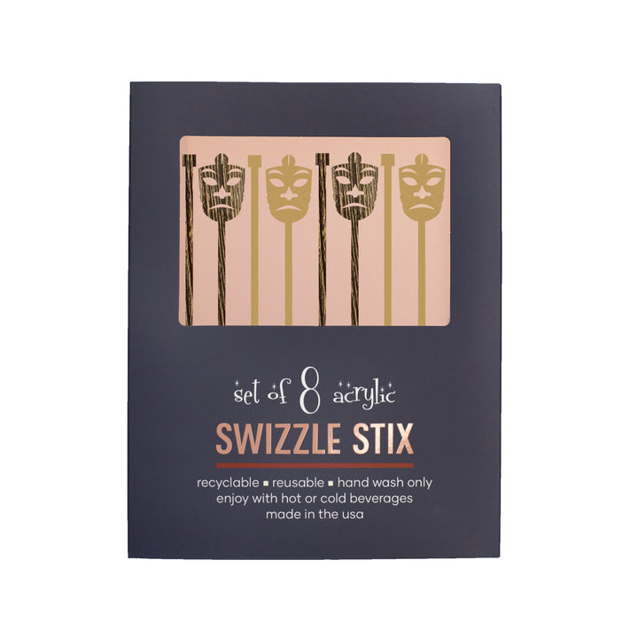 Tiki Mask Vintage Hawaii Two Tone Drink Stirrer Swizzle Stix