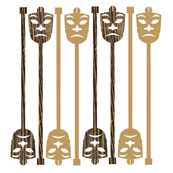 Tiki Mask Vintage Hawaii Two Tone Drink Stirrer Swizzle Stix