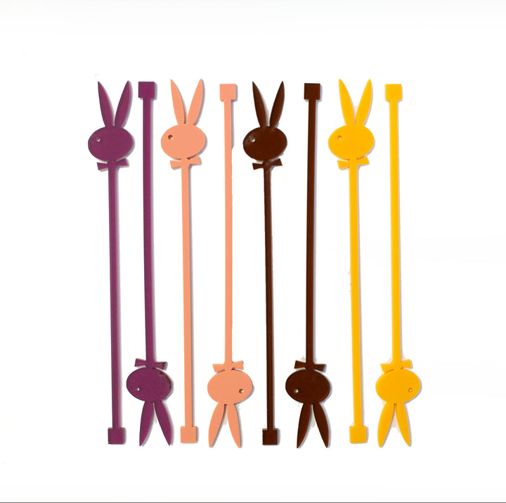 Bunny Ears with Bowtie Acrylic Swizzle Stix Drink Stirrers