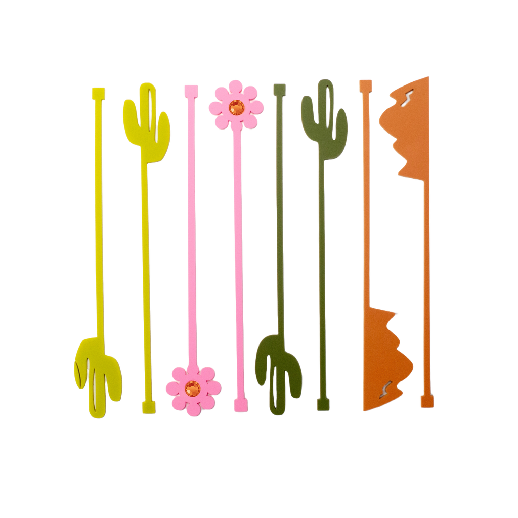 Cactus Mountain Western Acrylic Swizzle Drink Stirrers – Mod Lounge