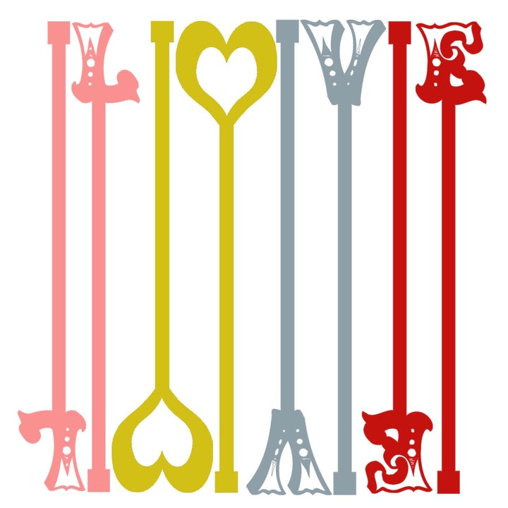 LOVE Acrylic Beverage Mixing Swizzle Sticks