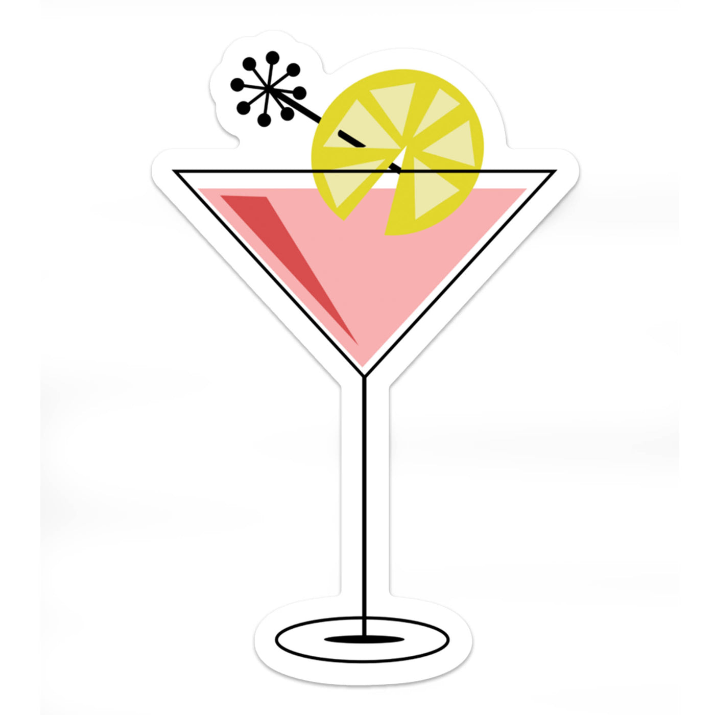 Cosmo Martini Cocktail with Lemon Slice Vinyl Sticker