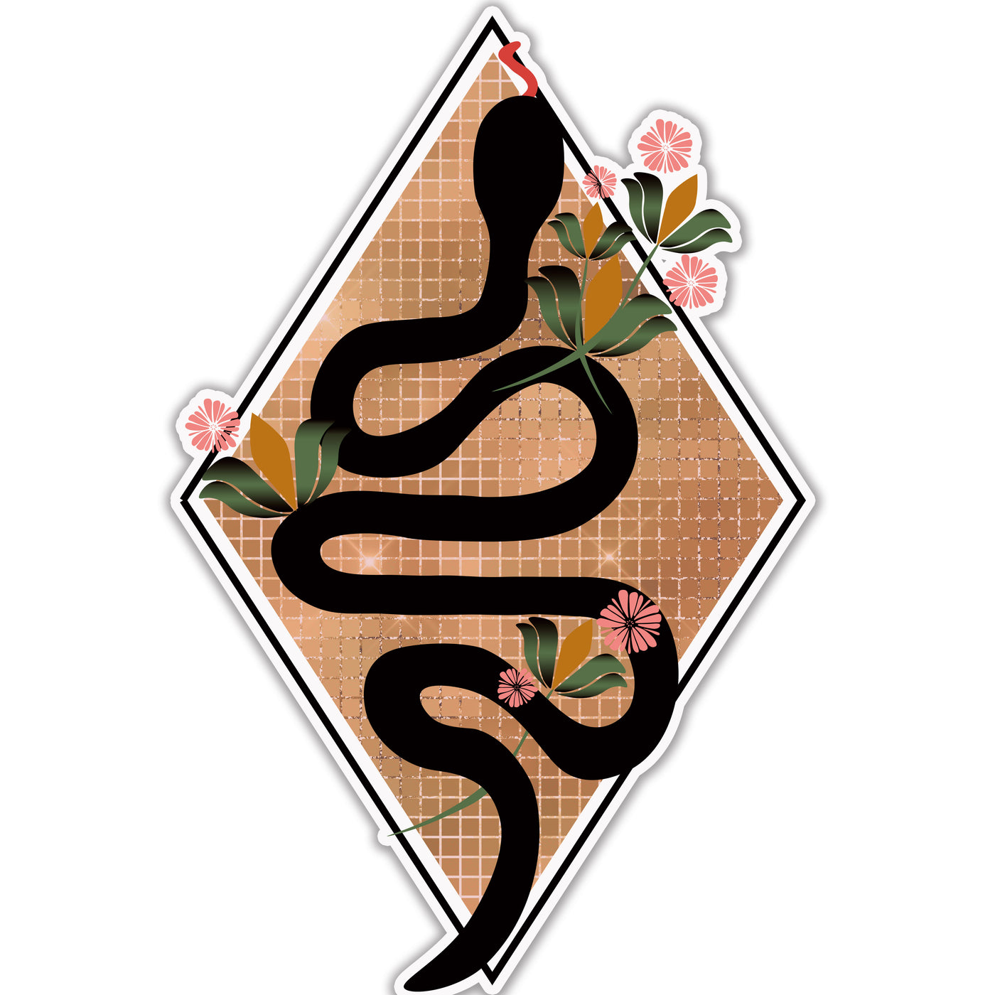 Snake and Lotus in Diamond Matte Vinyl Sticker