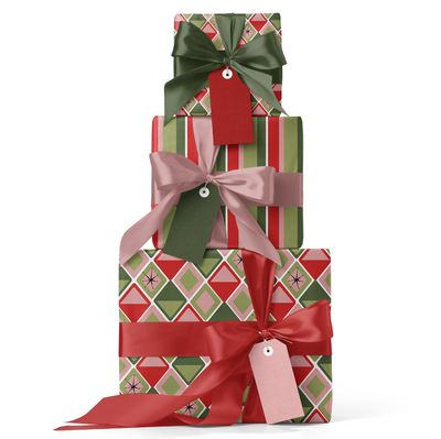 Diamonds Holiday Retro Christmas Double Sided Gift Wrap