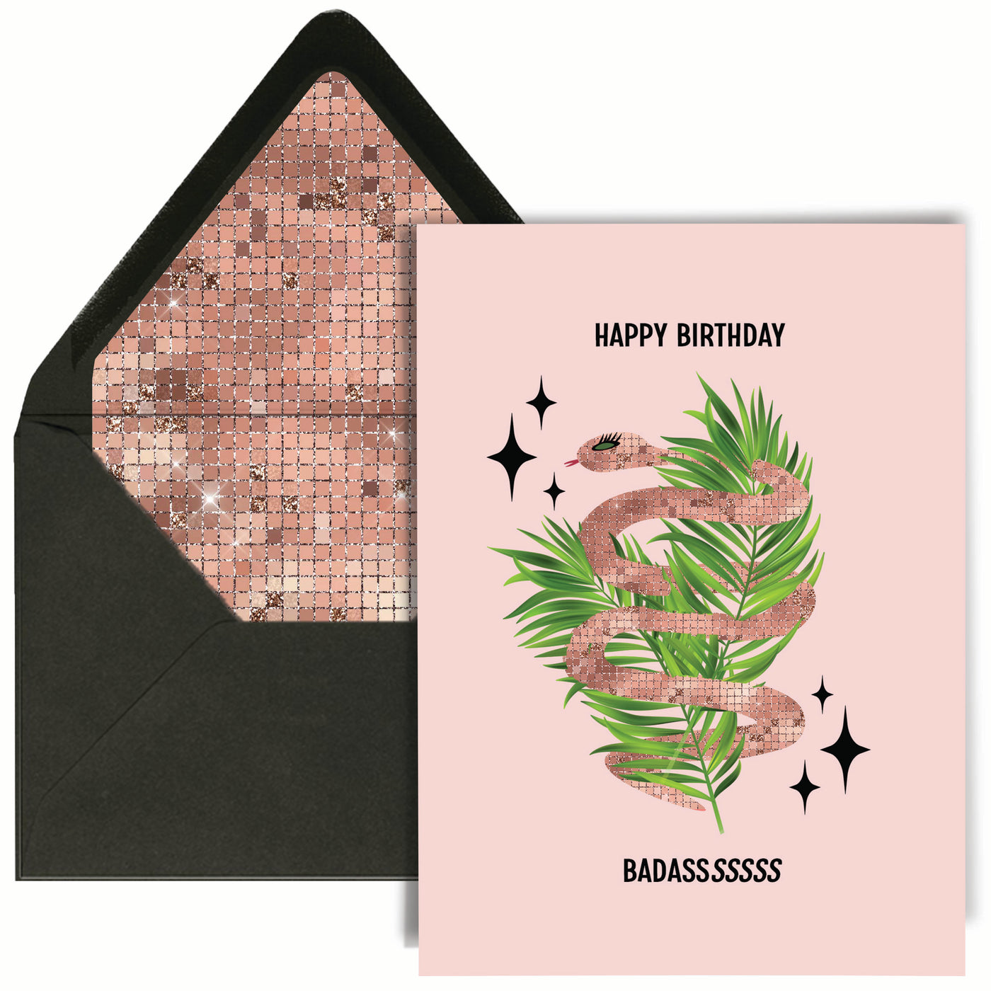 Disco Snake Happy Birthday Badasss Greeting Card